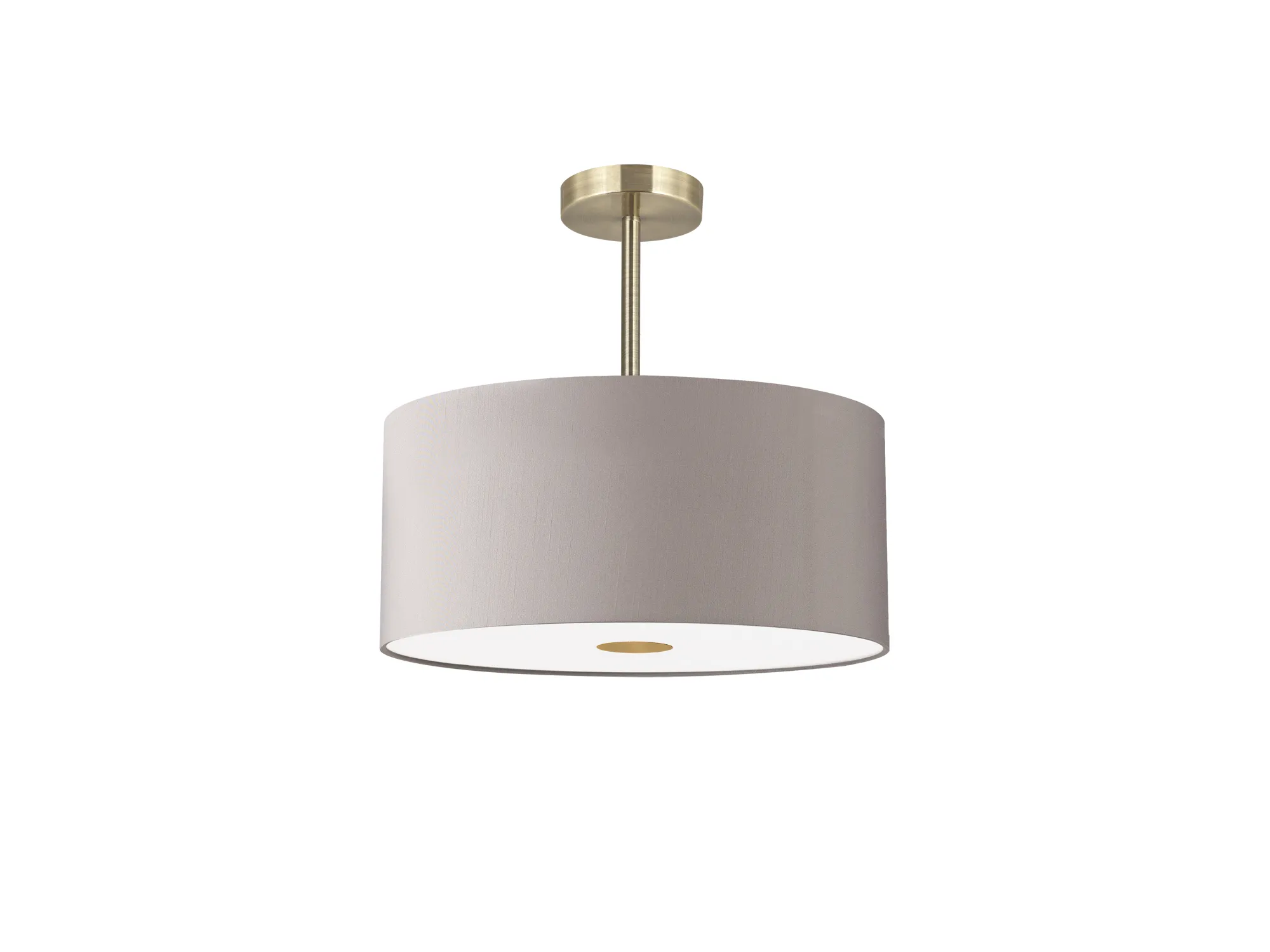 Baymont 40cm Semi Flush 3 Light Antique Brass, Grey, Frosted Diffuser DK0380  Deco Baymont AB GR